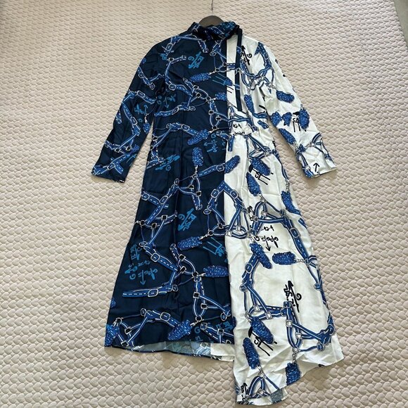 Tibi Blue and White Midi Dress - Picture 3 of 13